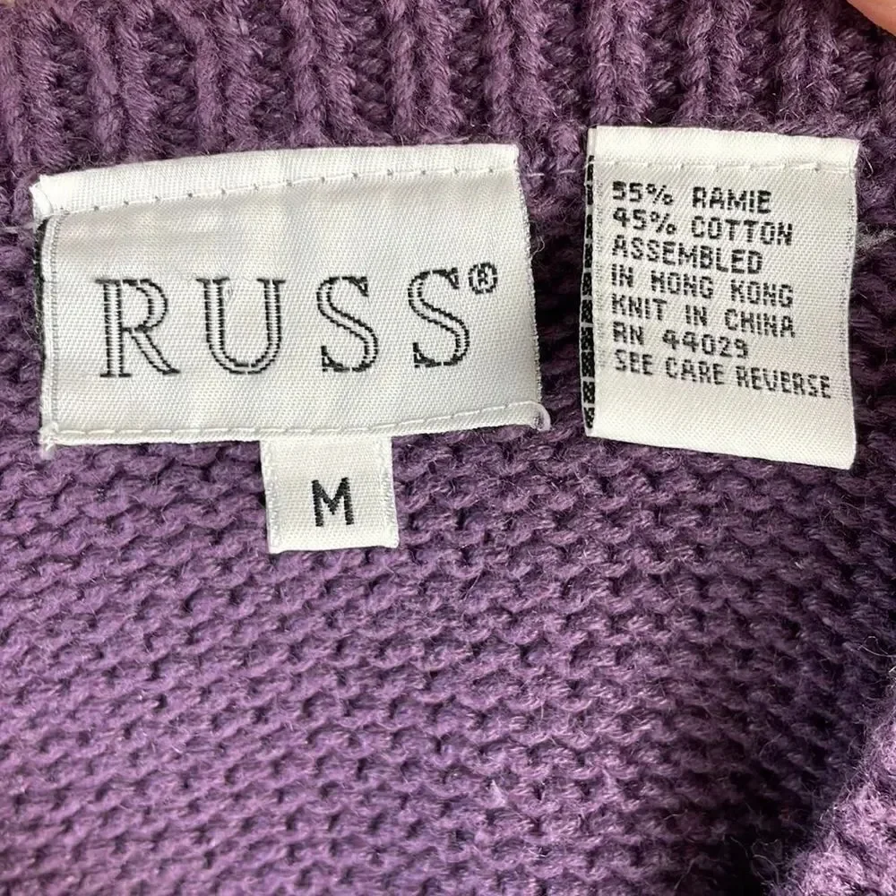 Vintage Russ Floral Stitched Sweater Size M EUC